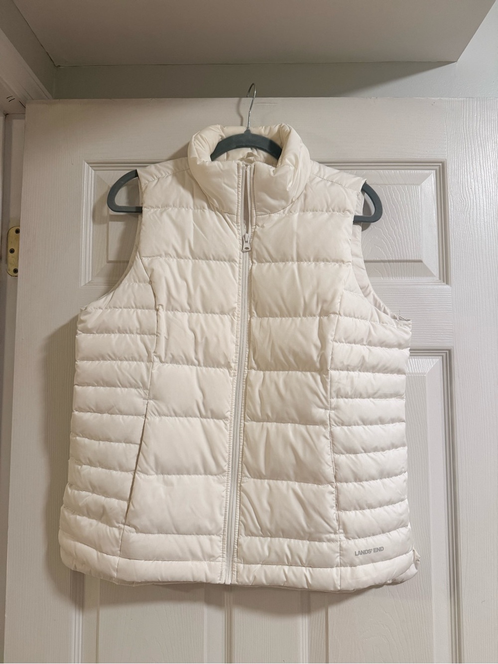Lands' End Cream Quilted Puffer Vest